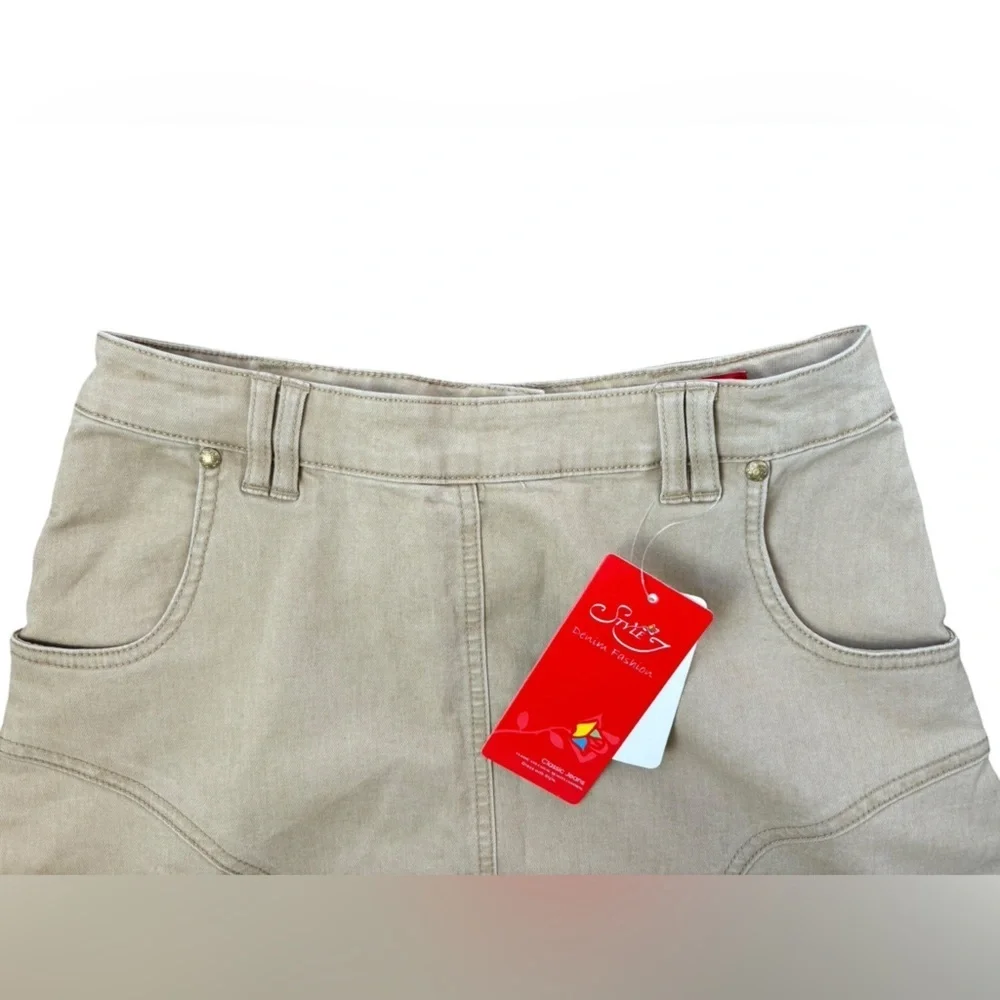 Style J Elegant Tan Women’s long denim stretch Skirt cream size medium/8 - Picture 5 of 9